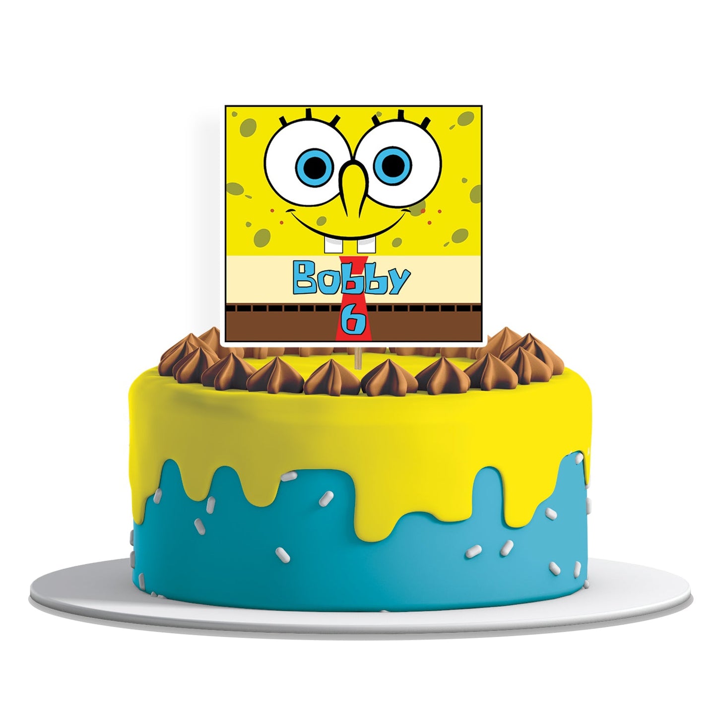 Spongebob themed personalized cake toppers