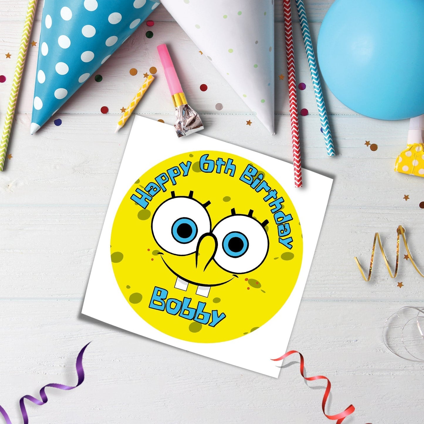 Make Your Cake Stand Out with Spongebob Personalized Edible Sheet Cake Images - Round