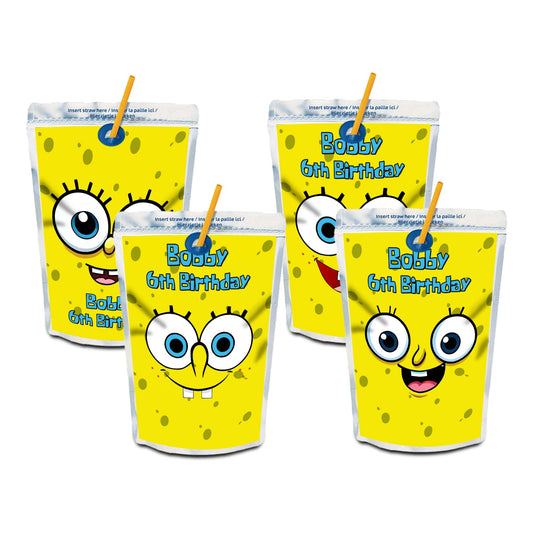 Spongebob themed juice pouch labels