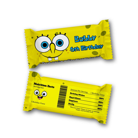 Spongebob themed Rice Krispies treats and candy bar labels