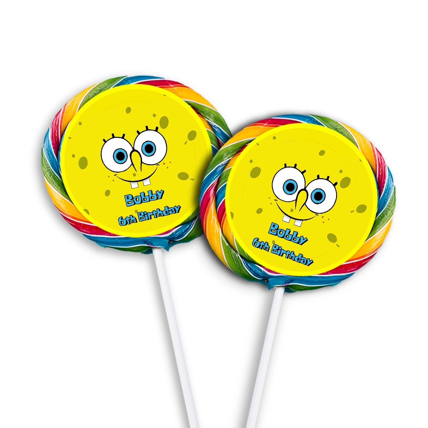 Spongebob themed lollipop labels