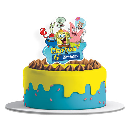 Spongebob themed personalized cake toppers
