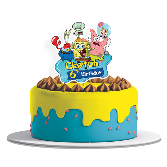 Spongebob themed personalized cake toppers