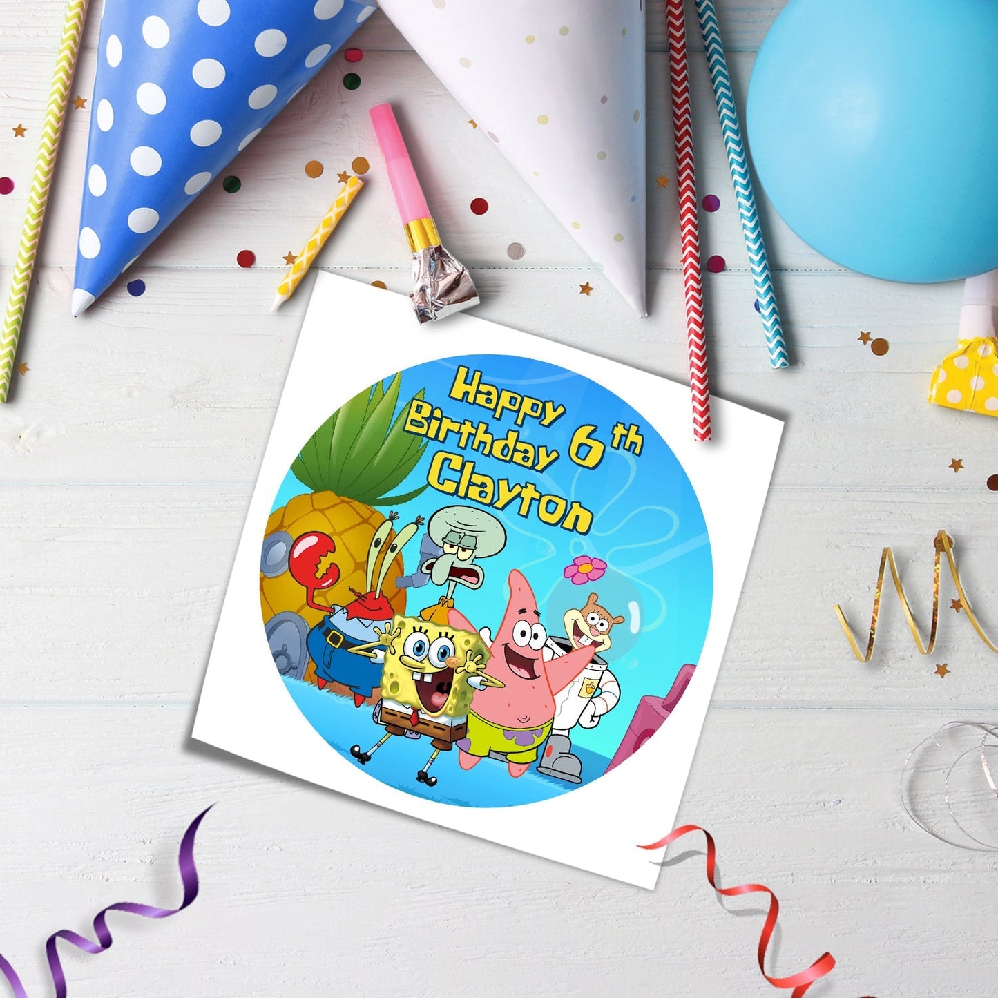 Make Your Cake Stand Out with Spongebob Personalized Edible Sheet Cake Images - Round