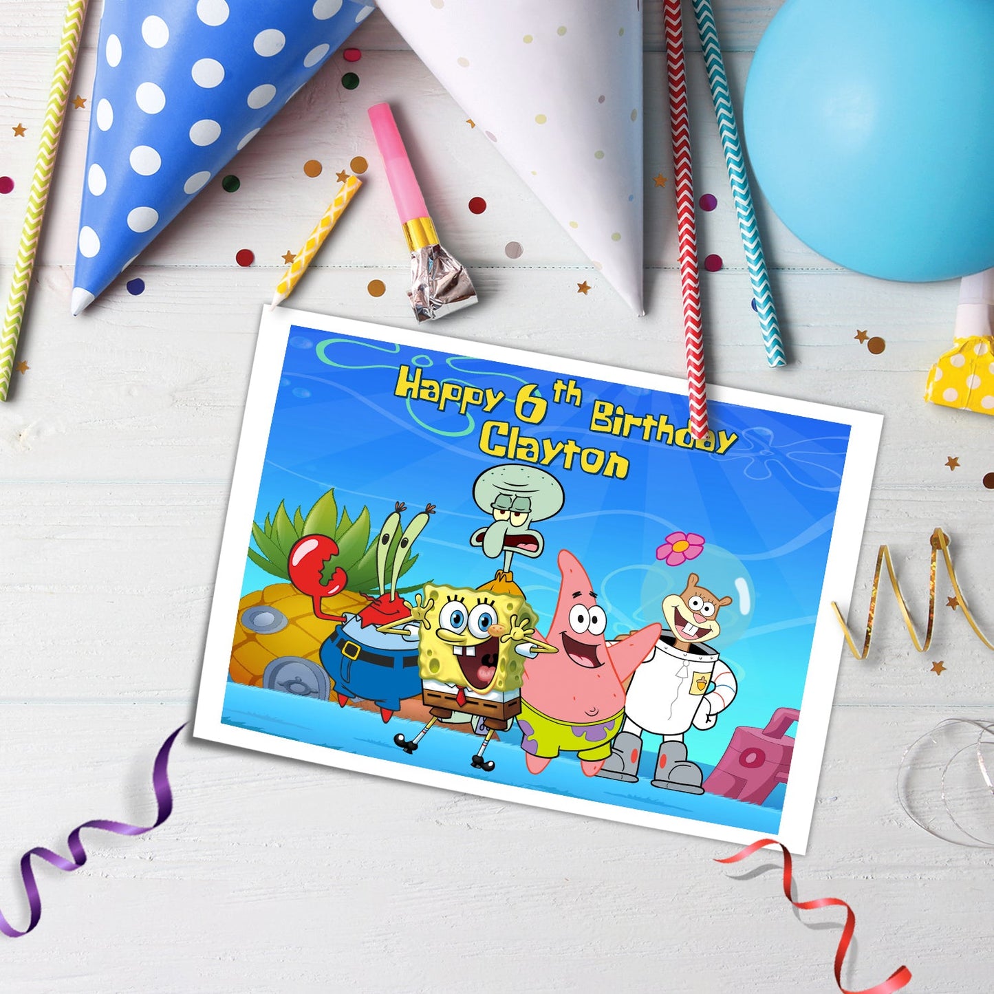 Enhance Your Cake Design with Spongebob Personalized Edible Sheet Cake Images - Rectangle