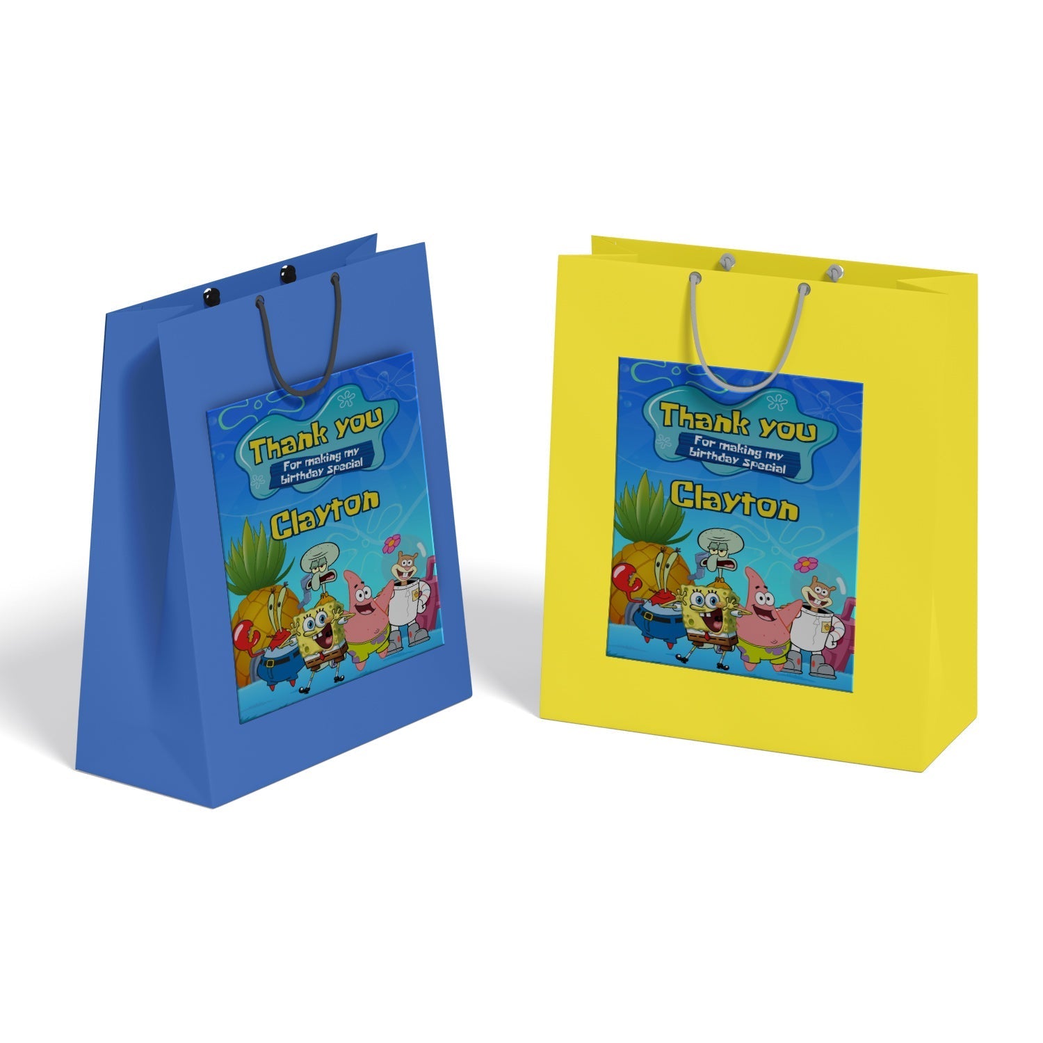 Spongebob themed goody bag labels