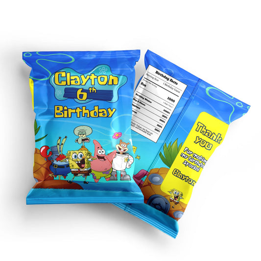 Spongebob themed chips bag labels