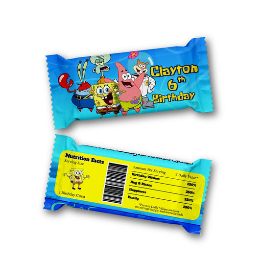 Spongebob themed Rice Krispies treats and candy bar labels