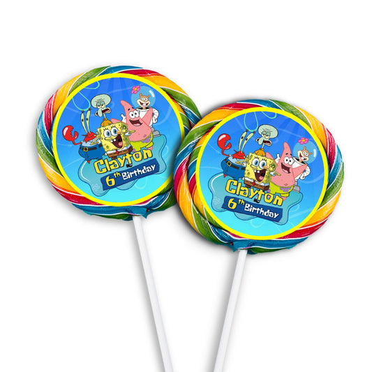 Spongebob themed lollipop labels