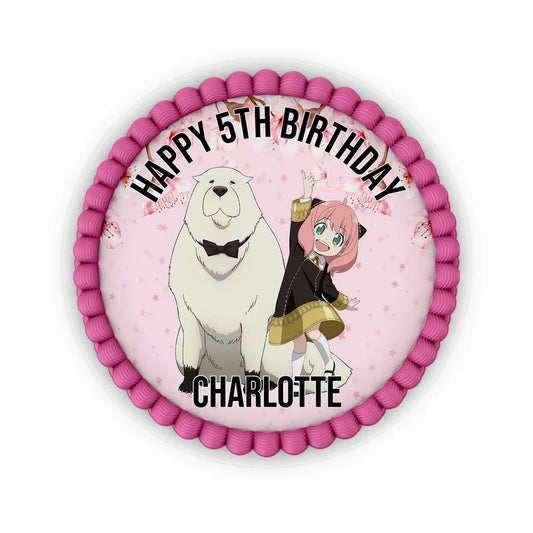 Spy X Family personalized edible icing cake images with circular anime character portraits on a white background