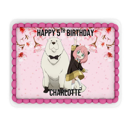 Spy X Family personalized edible sheet cake images featuring large rectangular custom graphics for birthday cakes