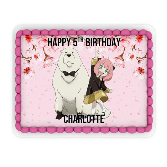 Spy X Family personalized edible sheet cake images featuring large rectangular custom graphics for birthday cakes