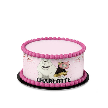 Spy X Family personalized cake strips image featuring colorful edible borders and anime patterns for custom cakes