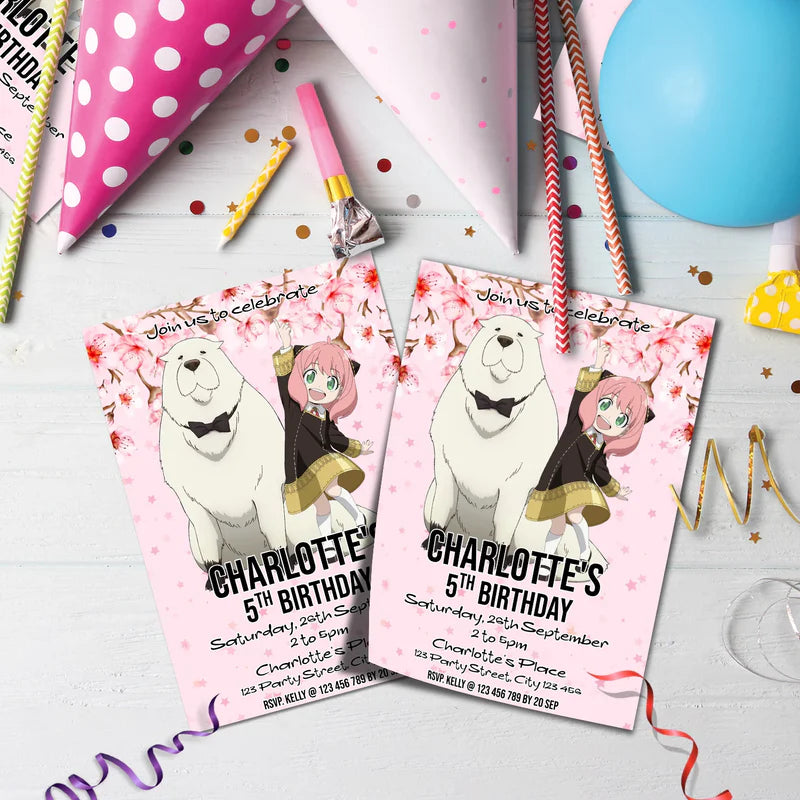 Spy X Family Birthday Decorations, Anime Party Supplies, Anya Forger Themed, Forger Family Digital Template, Editable Spy X Family Image SVG PNG