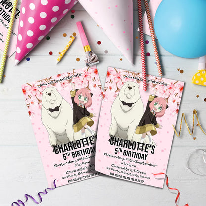 Spy X Family Birthday Decorations, Anime Party Supplies, Anya Forger Themed, Forger Family Digital Template, Editable Spy X Family Image SVG PNG