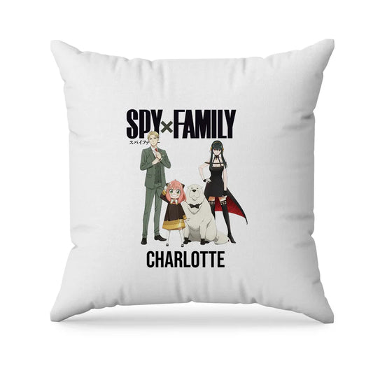 Spy X Family sublimation pillowcase with custom anime graphics and colorful patterns on a white cushion