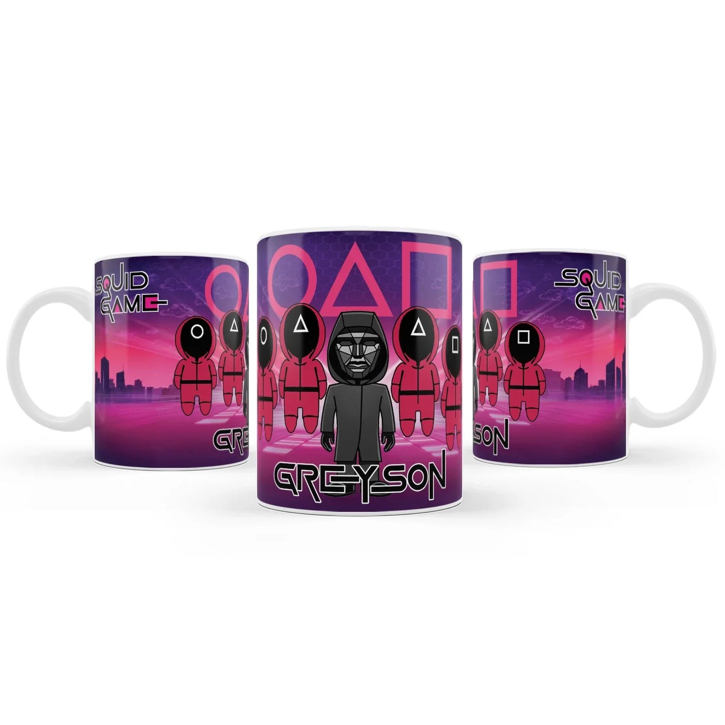 Squid Game sublimation mug with custom designs for gifts or favors