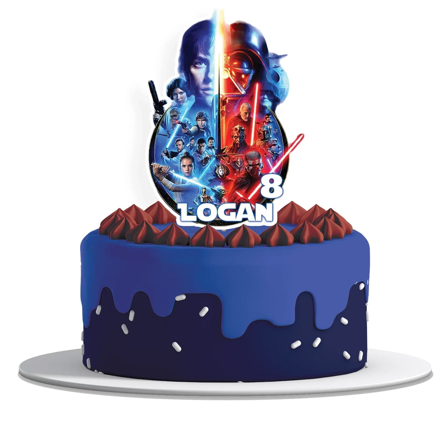 Star Wars Personalized Cake Toppers featuring your child's name and favorite characters from the Star Wars galaxy