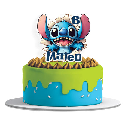 Stitch Personalized Cake Toppers for birthday cakes with name and age