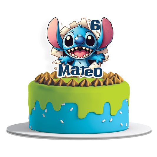 Stitch Personalized Cake Toppers for birthday cakes with name and age