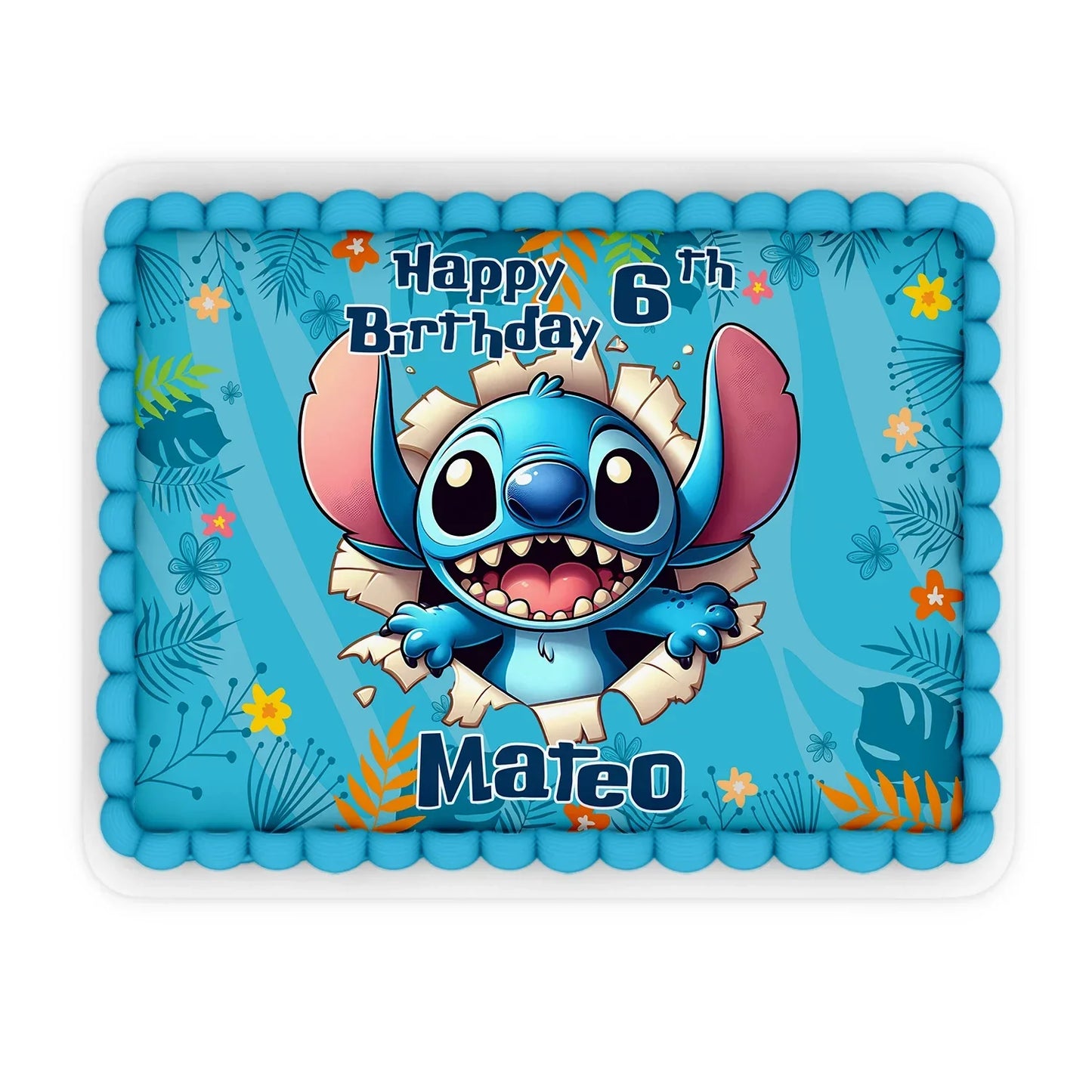 Stitch Personalized Edible Sheet Cake Images with custom birthday design
