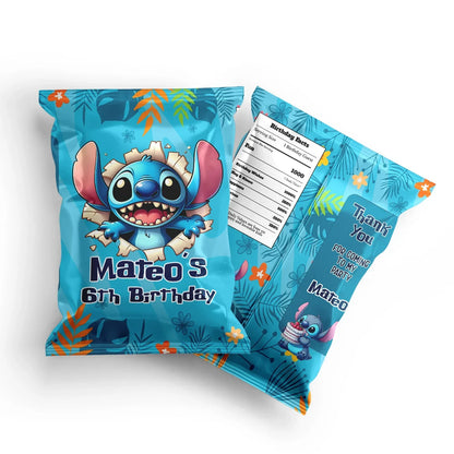 Stitch Chips Bag Label for personalized party treats