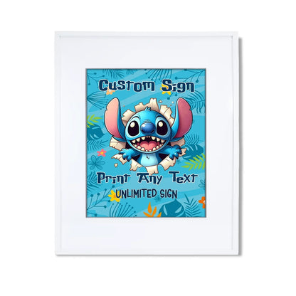 Stitch Custom Sign with child's name and party details