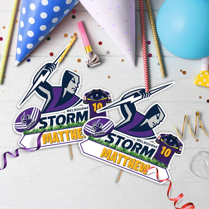NRL Storm Birthday Decorations, NRL Rugby Party Supplies, Melbourne Storm Themed, Rugby Storm Digital Template, Editable Melbourne Storm Image SVG PNG