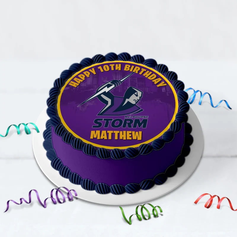 NRL Storm Birthday Decorations, NRL Rugby Party Supplies, Melbourne Storm Themed, Rugby Storm Digital Template, Editable Melbourne Storm Image SVG PNG