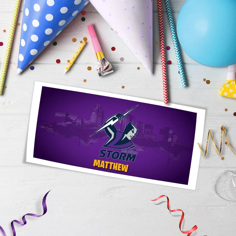 NRL Storm Birthday Decorations, NRL Rugby Party Supplies, Melbourne Storm Themed, Rugby Storm Digital Template, Editable Melbourne Storm Image SVG PNG