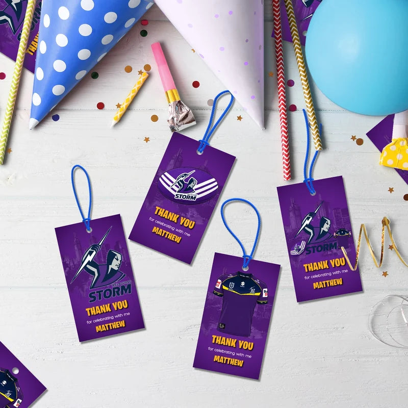 NRL Storm Birthday Decorations, NRL Rugby Party Supplies, Melbourne Storm Themed, Rugby Storm Digital Template, Editable Melbourne Storm Image SVG PNG