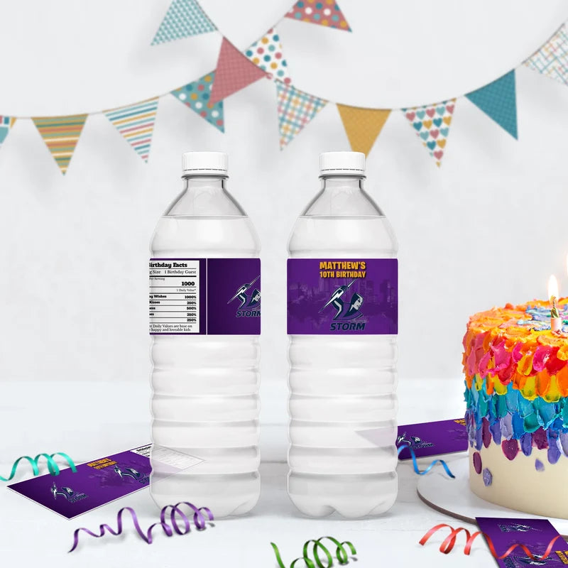 NRL Storm Birthday Decorations, NRL Rugby Party Supplies, Melbourne Storm Themed, Rugby Storm Digital Template, Editable Melbourne Storm Image SVG PNG