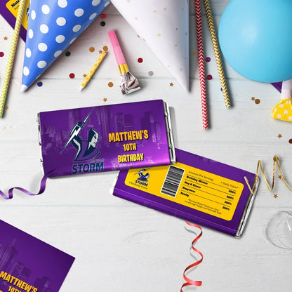 NRL Storm Birthday Decorations, NRL Rugby Party Supplies, Melbourne Storm Themed, Rugby Storm Digital Template, Editable Melbourne Storm Image SVG PNG