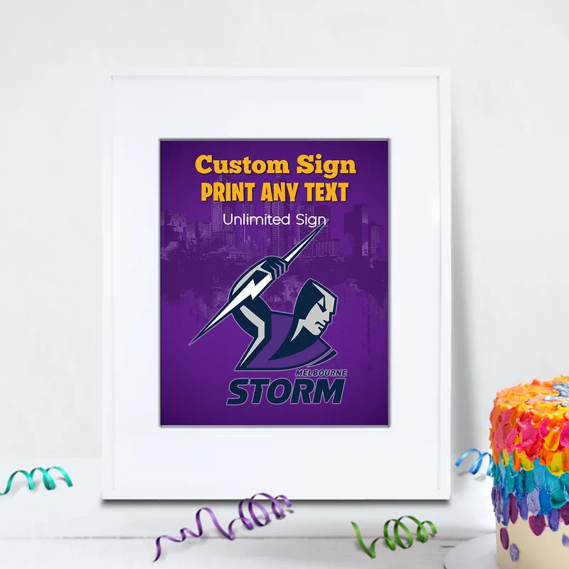 NRL Storm Birthday Decorations, NRL Rugby Party Supplies, Melbourne Storm Themed, Rugby Storm Digital Template, Editable Melbourne Storm Image SVG PNG