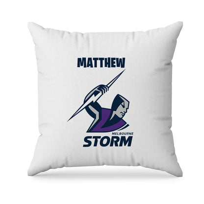 Melbourne Storm sublimation pillowcase layout showing a graphic designed on a square cushion
