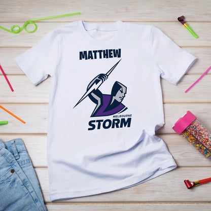 NRL Storm Birthday Decorations, NRL Rugby Party Supplies, Melbourne Storm Themed, Rugby Storm Digital Template, Editable Melbourne Storm Image SVG PNG