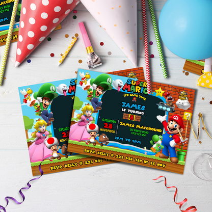 Super Mario Birthday Decorations, Mario Bros Party Supplies, Mario Nintedo Games Themed, Mario Digital Template, Editable Super Mario Image SVG PNG