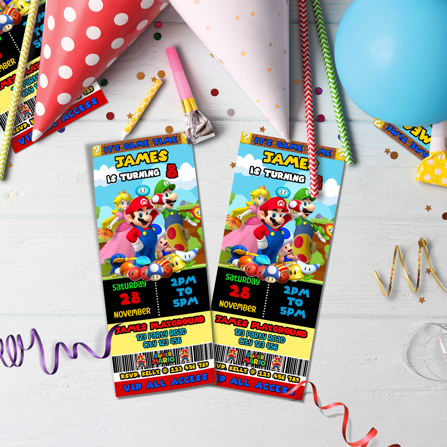 Super Mario Birthday Decorations, Mario Bros Party Supplies, Mario Nintedo Games Themed, Mario Digital Template, Editable Super Mario Image SVG PNG