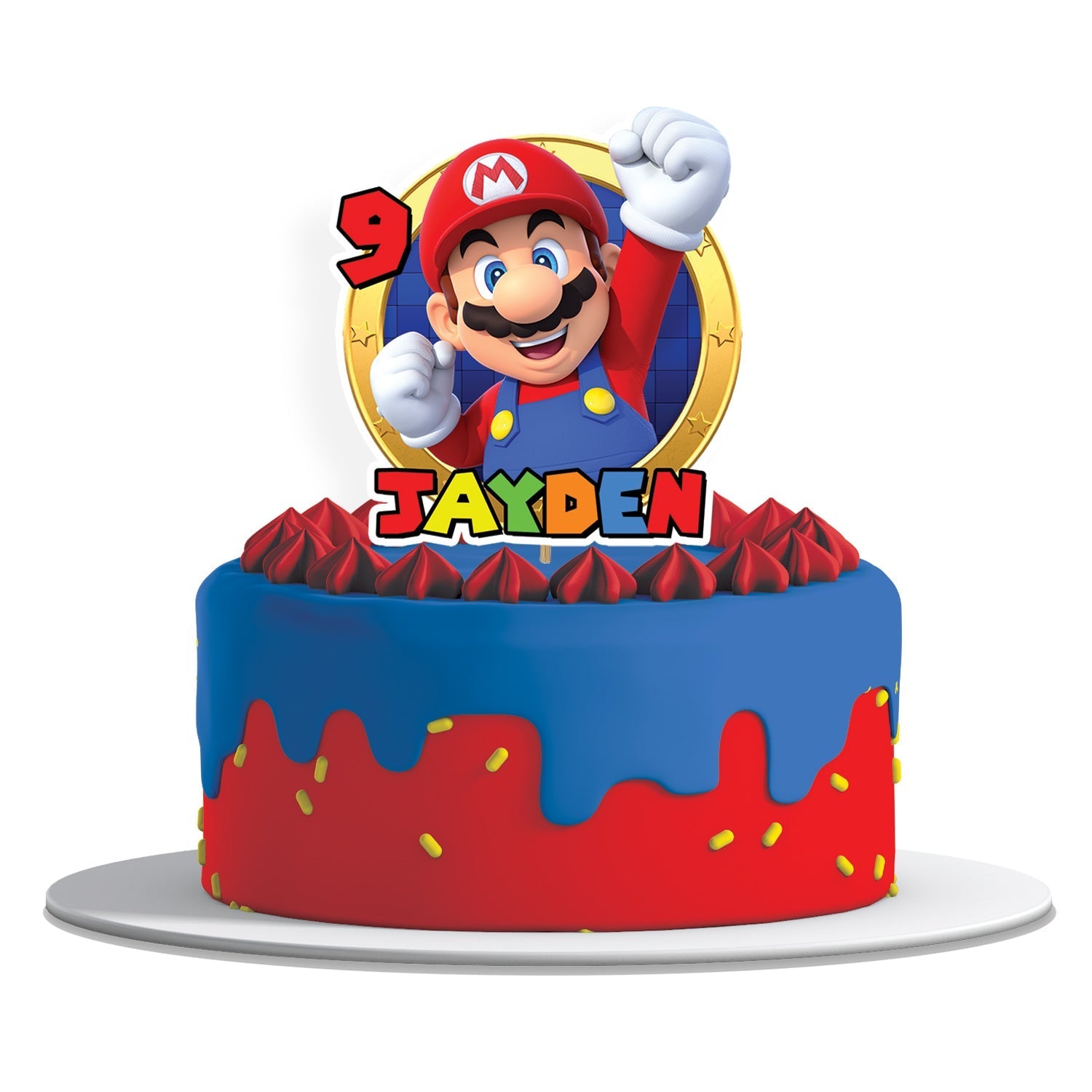 Super Mario themed personalized cake toppers