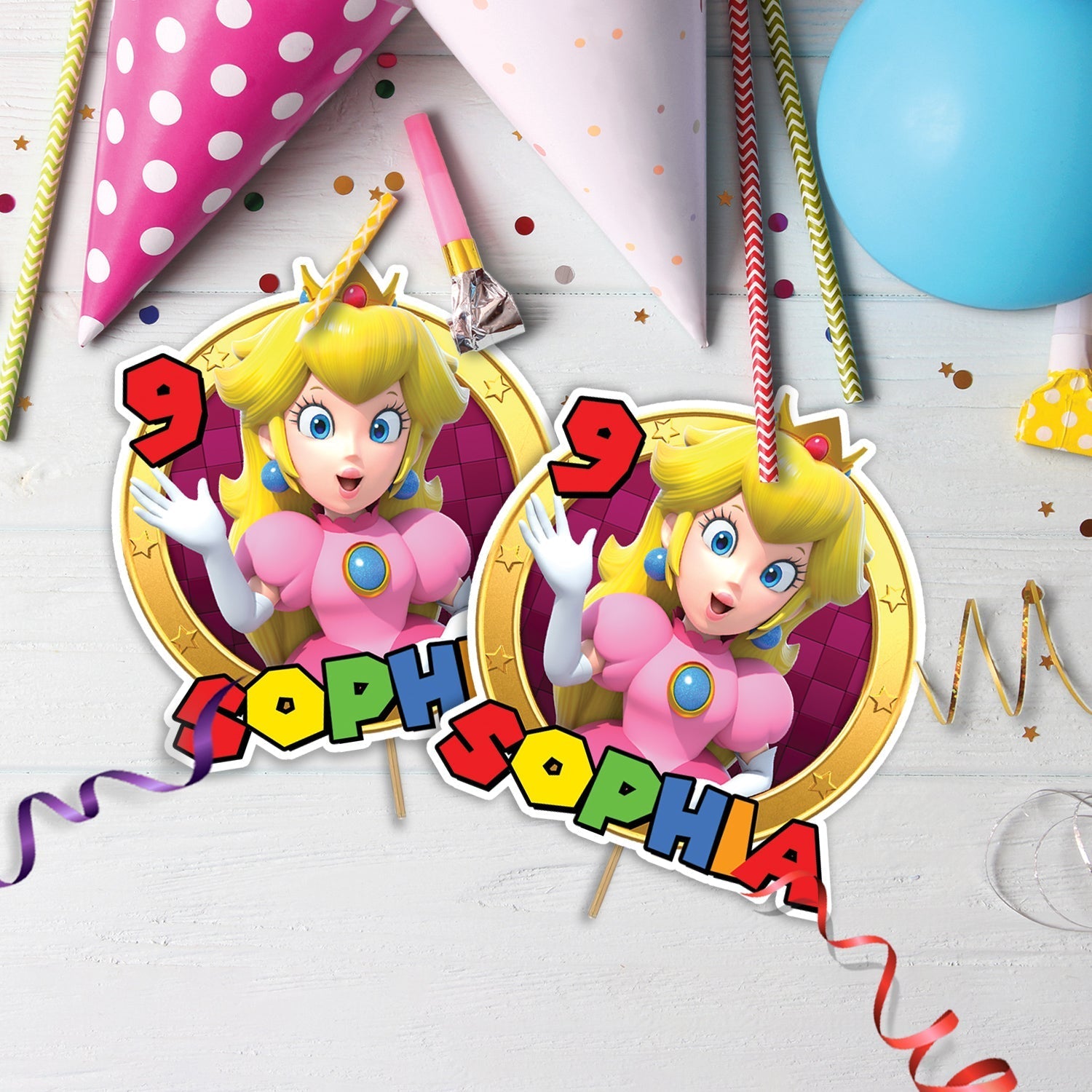 Princess Peach Birthday Decorations, Mario Bros Party Supplies, Super Mario & Princess Peach Themed, Super Mario Digital Template, Editable Super Mario Princess Peach Image SVG PNG