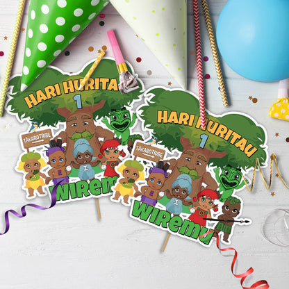 Takaro Tribe Birthday Decorations, Maori series Party Supplies, Te Reo Maori Themed, Hari Huritau Digital Template, Editable Takaro Tribe Image SVG PNG