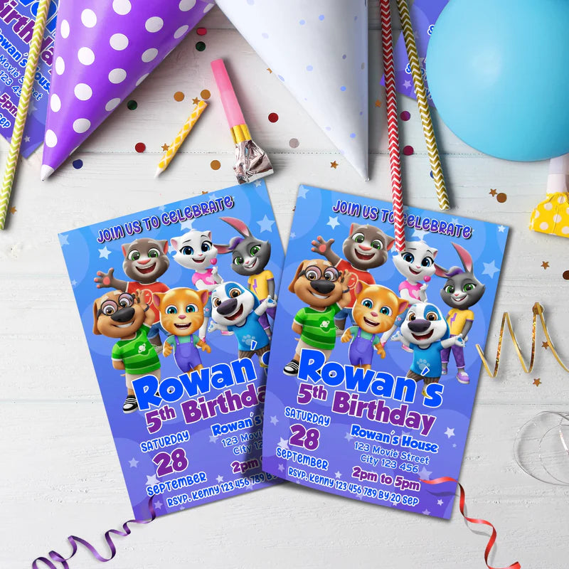 Talking Tom Birthday Decorations, Kids Series Party Supplies, Talking Tom Themed, Talking Tom Digital Template, Editable Talking Tom Image SVG PNG