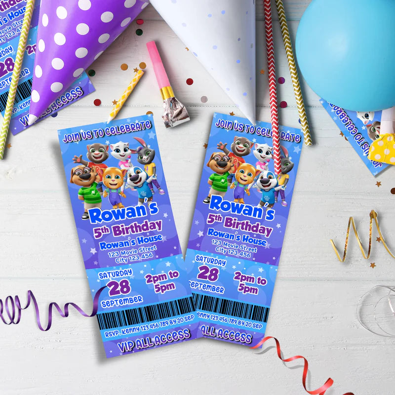 Talking Tom Birthday Decorations, Kids Series Party Supplies, Talking Tom Themed, Talking Tom Digital Template, Editable Talking Tom Image SVG PNG