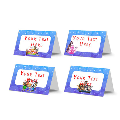 Talking Tom food cards with character accents and empty space for custom menu item labels.