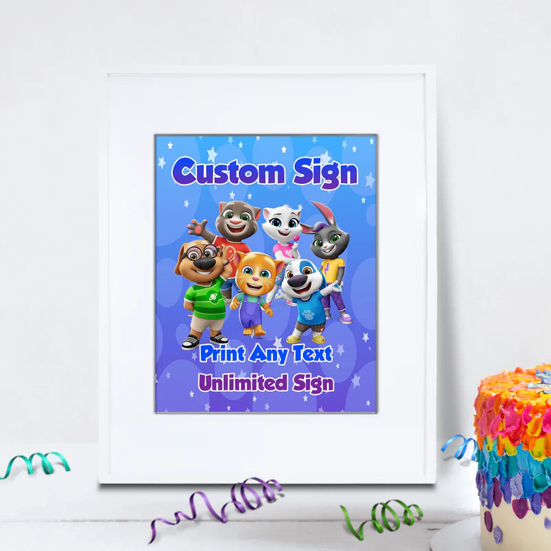 Talking Tom Birthday Decorations, Kids Series Party Supplies, Talking Tom Themed, Talking Tom Digital Template, Editable Talking Tom Image SVG PNG