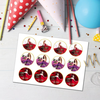 Taylor Swift Personalized Cupcakes Toppers - A Sweet Addition to Your Party