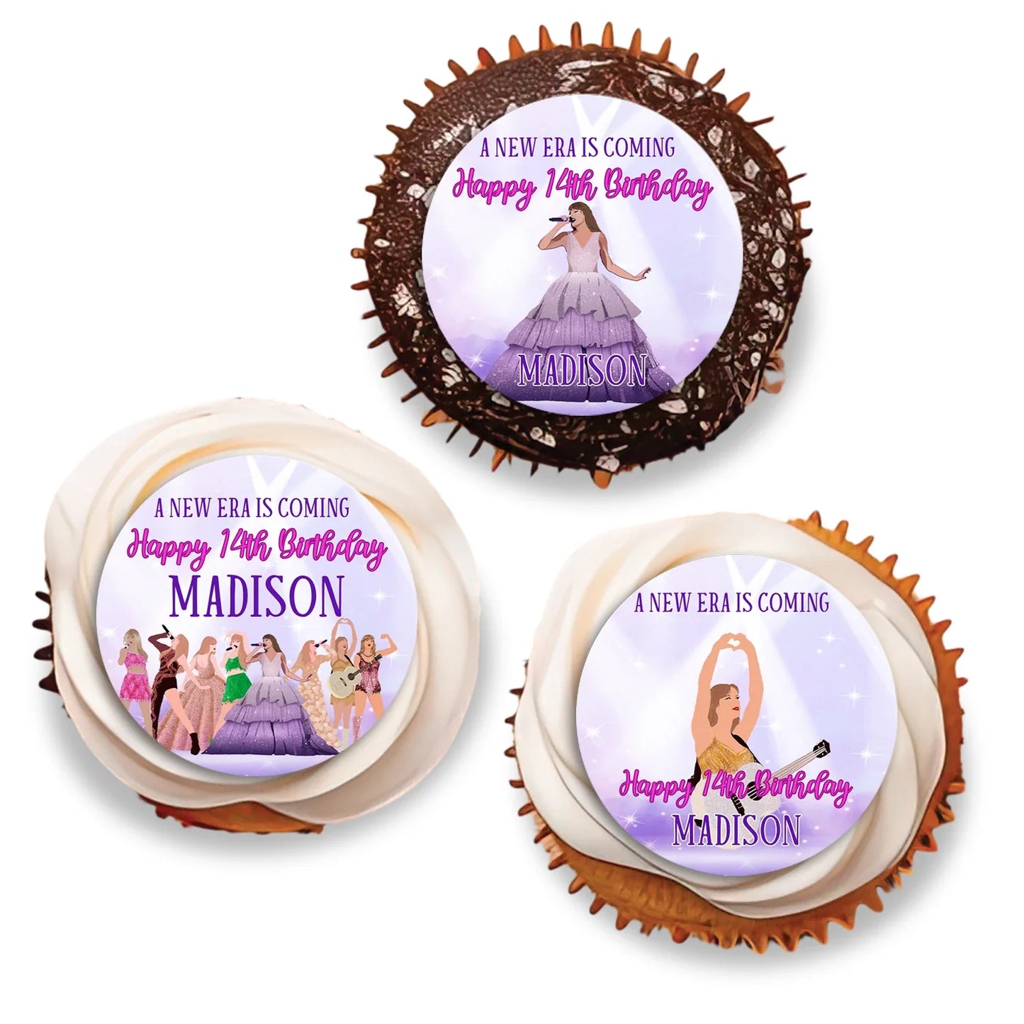 Taylor Swift Personalized Cupcake Toppers with unique Taylor Swift designs