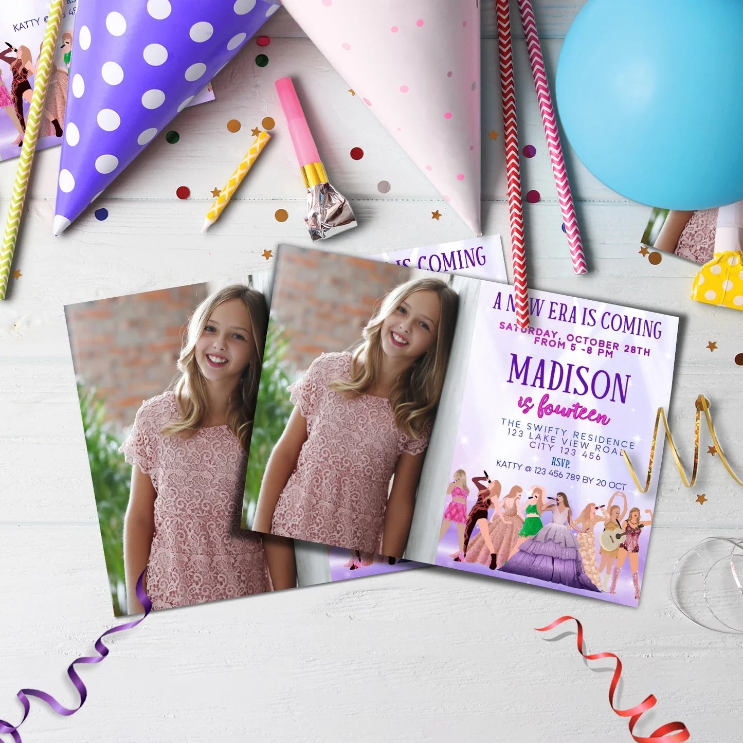 Taylor Swift Birthday Decorations, Eras Tour Party Supplies, Birthday Era Themed, Swifties Digital Template, Editable Taylor Swift Image SVG PNG