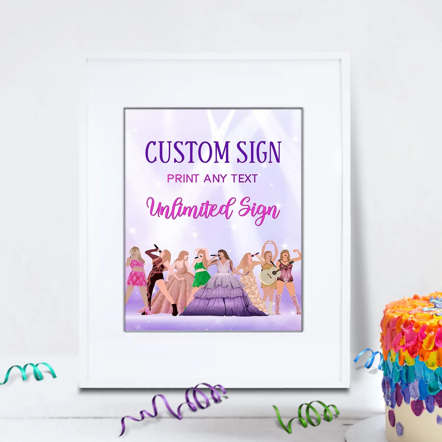 Taylor Swift Birthday Decorations, Eras Tour Party Supplies, Birthday Era Themed, Swifties Digital Template, Editable Taylor Swift Image SVG PNG