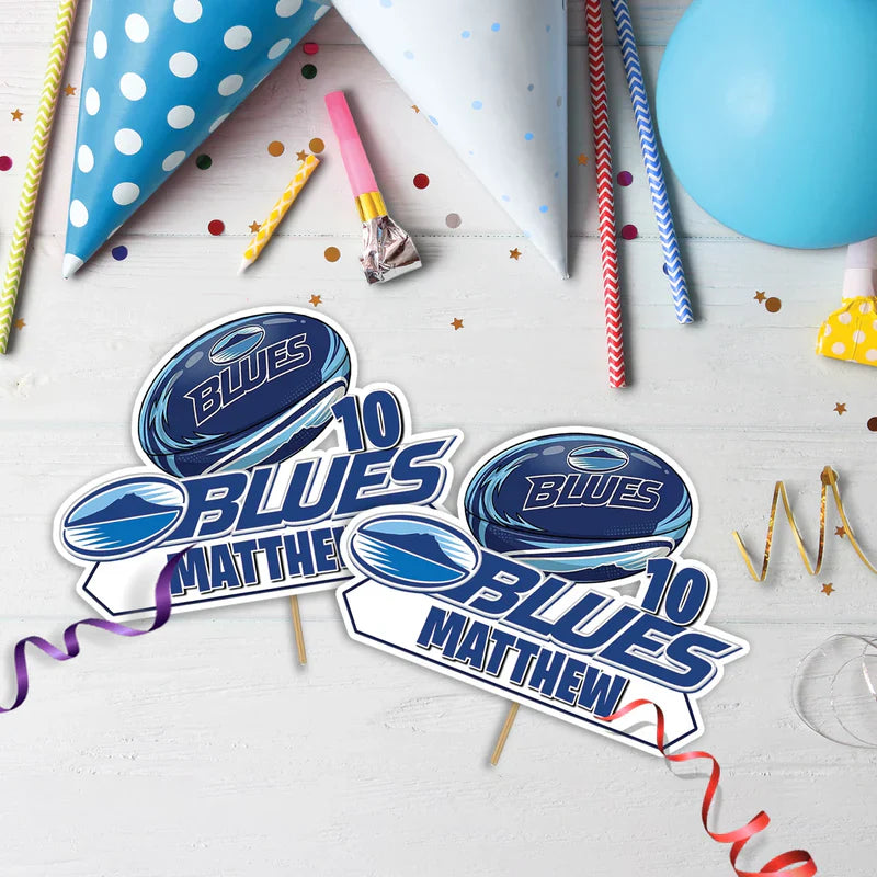 The Blues Birthday Decorations, Auckland Rugby Party Supplies, Rugby Themed, All Blacks Digital Template, Editable The Blues Rugby Image SVG PNG